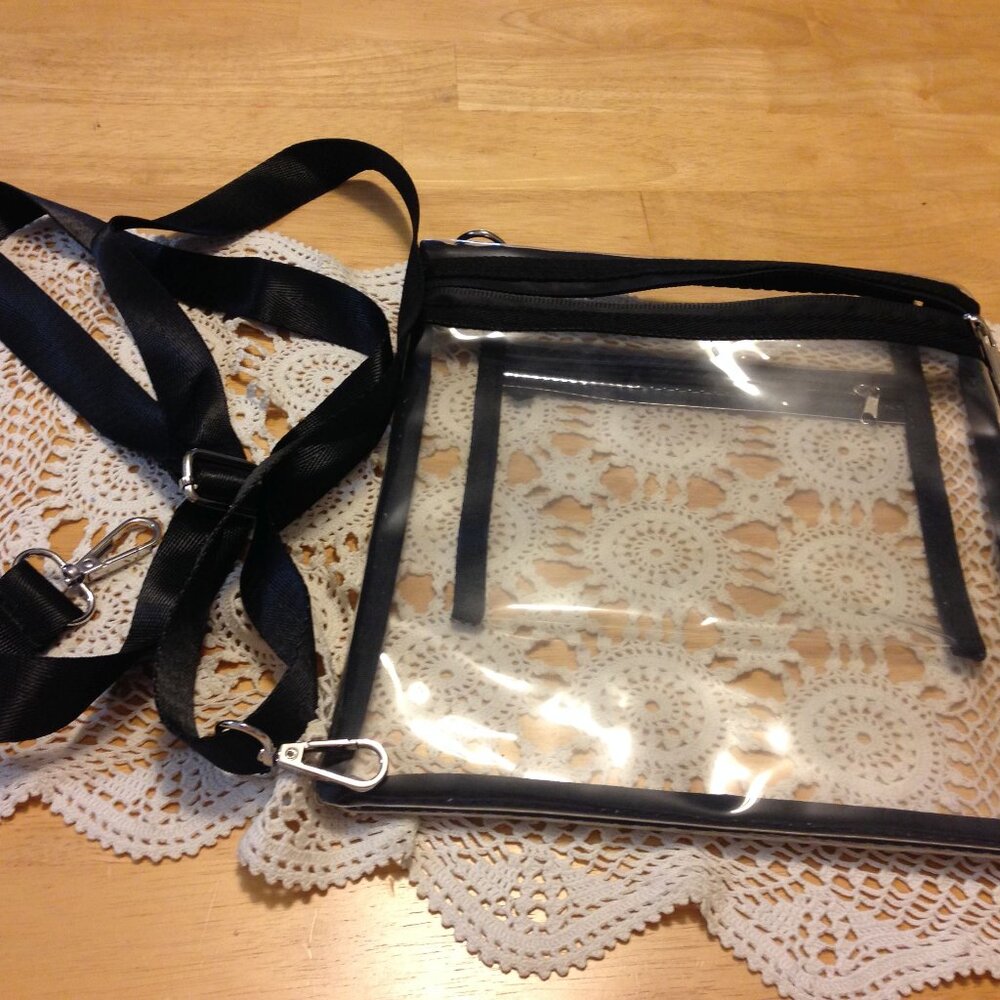 Clear bag with strap and inner zip pocket